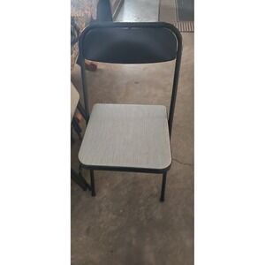 VINTAGE SAMSONITE MID CENTURY MODERN VINYL FOLDING CHAIR. Black and gray